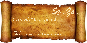 Szpevák Zsanett névjegykártya
